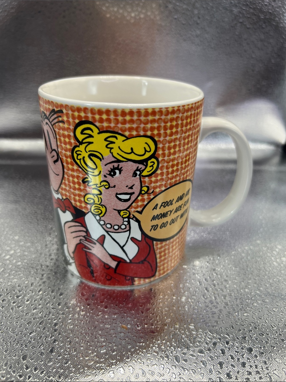 BLONDIE Retro Comic Pop Ceramic Mug - Red, Yellow, Cream